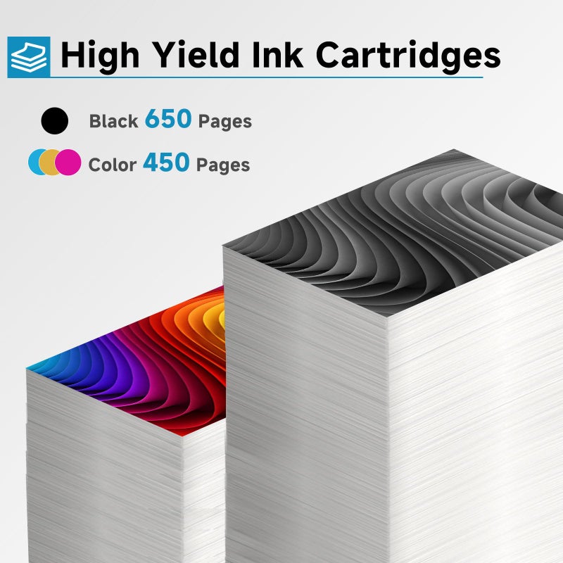 Skyink 62XL Ink Cartridges Replacement for HP Envy 5540 7640 5660 5640 5740 62 62 XL HP62 HP62XL Ink Black Color Combo Pack Use with 5542 5545 5642 5664 5665 7645 8000 200 250 5742 Printer - Image 4