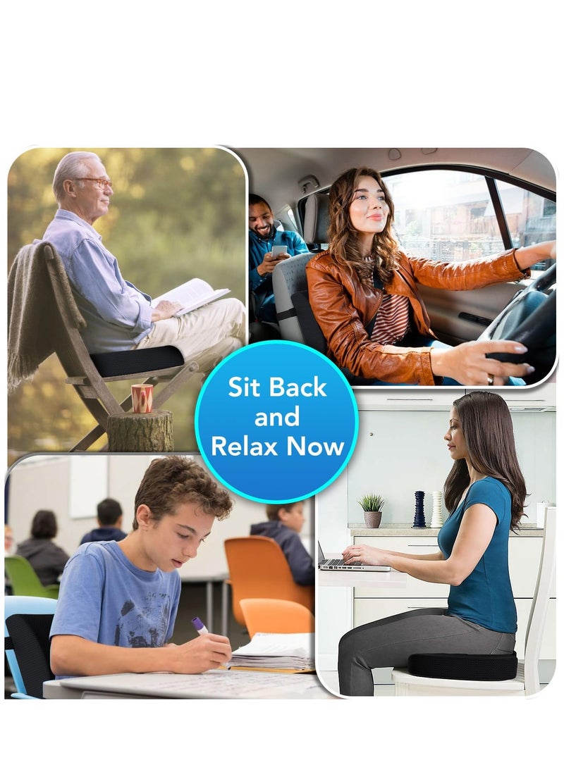 Seat Cushion/Lumbar Support Pillow for Office Chair Car Wheelchair Memory Foam Desk Chair Cushion for Sciatica Lower Back/Tailbone Pain Relief Desk Pad with Adjustable Strap 3D Washable Cover