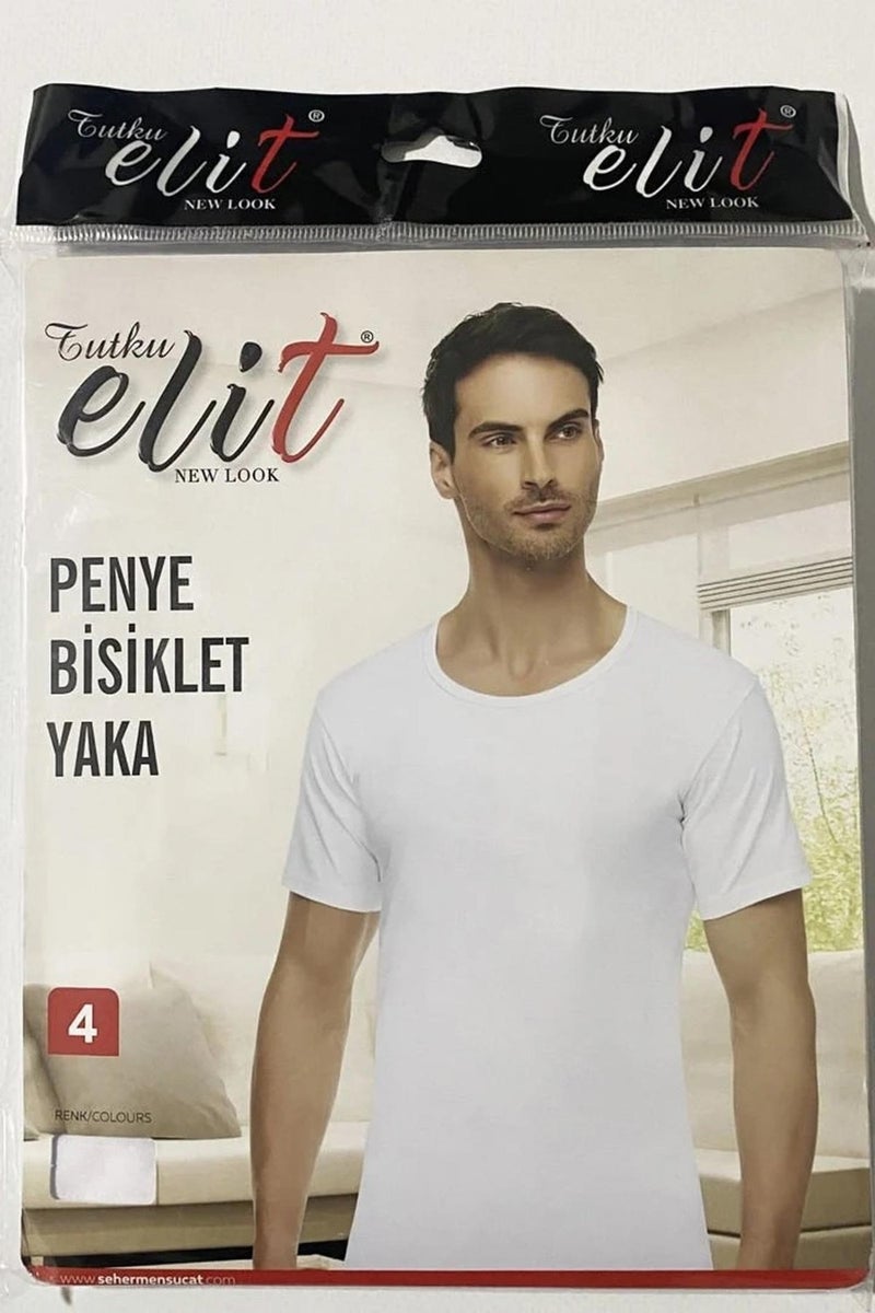Tutku Elit Men's Crew Neck Combed Cotton Undershirt Undershirt 1002 - 6 Pieces - Image 3