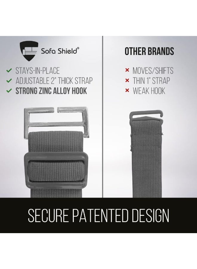 Sofa Shield Couch Slip Cover with Patented Strap, Cushion Protector, US Designed Reversible Stain and Dog Tear Resistant Slipcover, 78 inch Seat, Washable Covers for Dogs Pets Light Gray Charcoal - Image 5