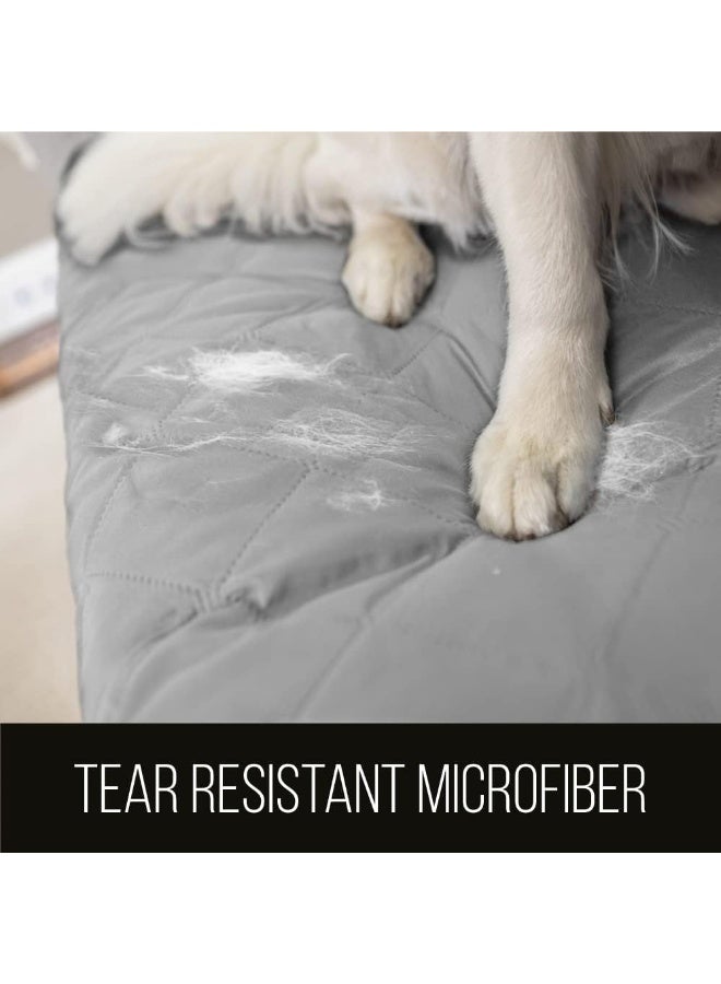 Sofa Shield Couch Slip Cover with Patented Strap, Cushion Protector, US Designed Reversible Stain and Dog Tear Resistant Slipcover, 78 inch Seat, Washable Covers for Dogs Pets Light Gray Charcoal - Image 4