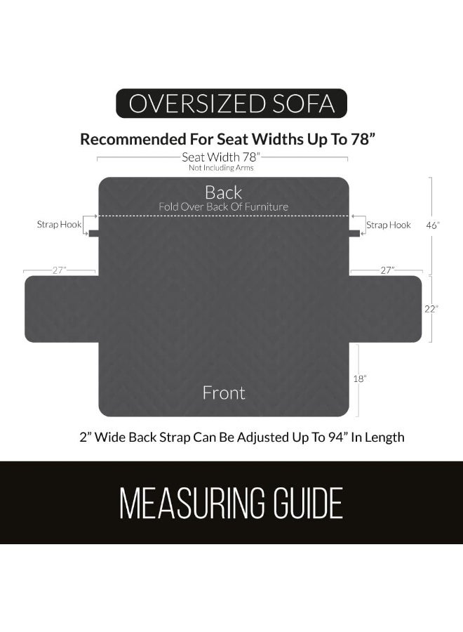Sofa Shield Couch Slip Cover with Patented Strap, Cushion Protector, US Designed Reversible Stain and Dog Tear Resistant Slipcover, 78 inch Seat, Washable Covers for Dogs Pets Light Gray Charcoal - Image 2