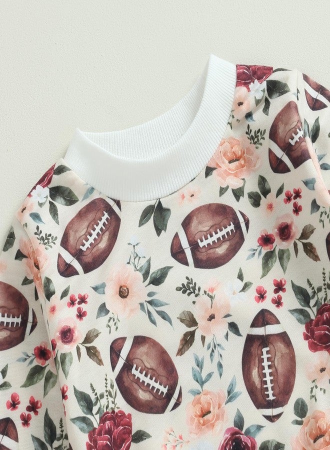Lamuusaa Newborn Baby Girl Boy Clothes Football Long Sleeve Crewneck Pullover Sweatshirt Long Pants Fall Winter Outfit (Apricot, 0-6 Months) - Image 2