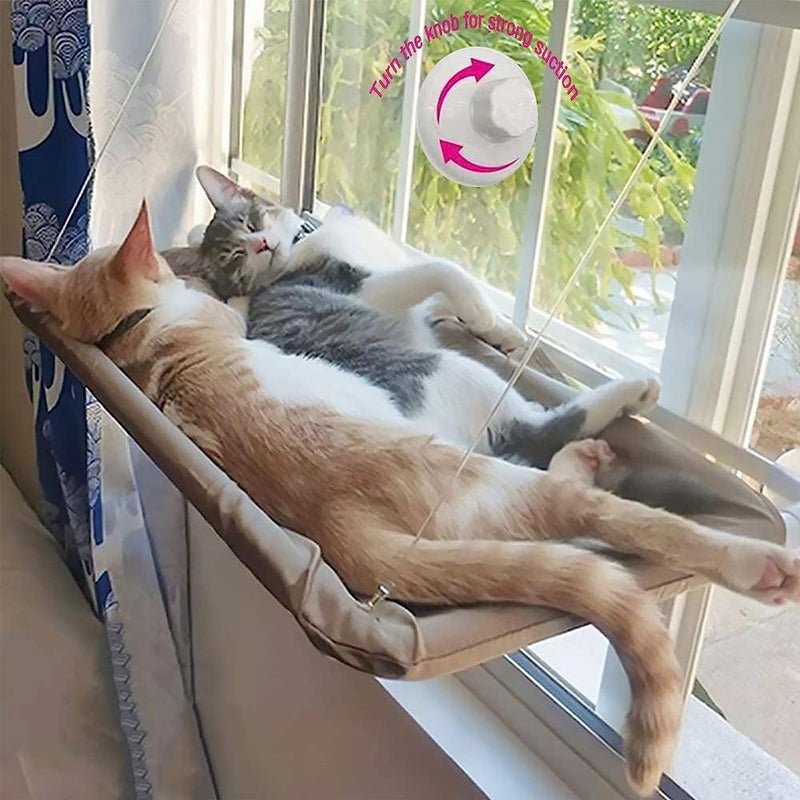 Cat Window Perch Hammock Seat - Large Cat Hammocks Bed for Indoor Cats Resting Seat Safety, Heavy Duty Suction Cups Breathable Washable Mesh Durable Frame - Image 1