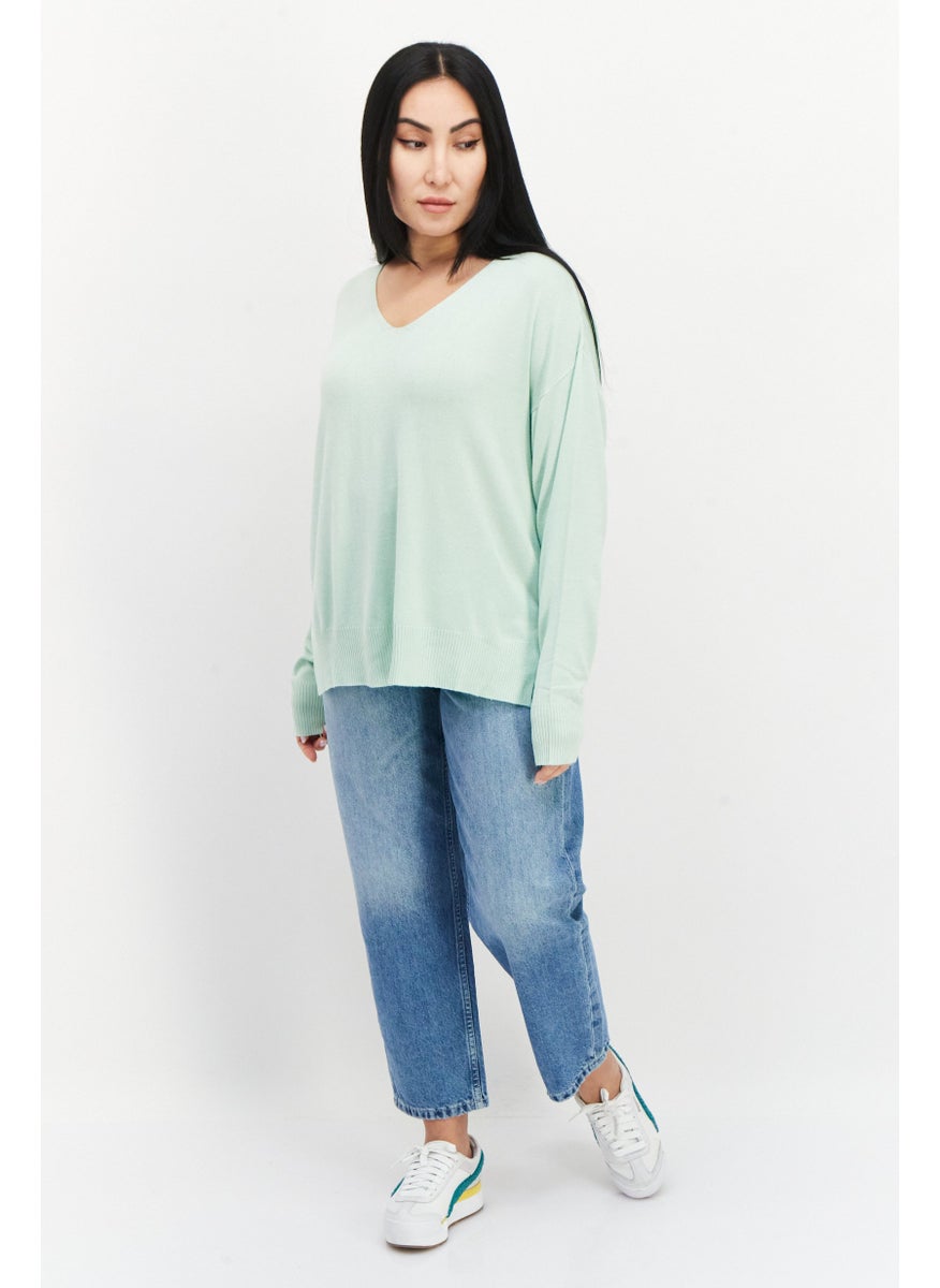 Women V Neck Long Sleeve Plain Sweater, Mint Green - pzsku/ZE70516D1065054253563Z/45/_/1724351312/c1c7c19e-a59b-4167-a8e4-6eb8cf702f8e