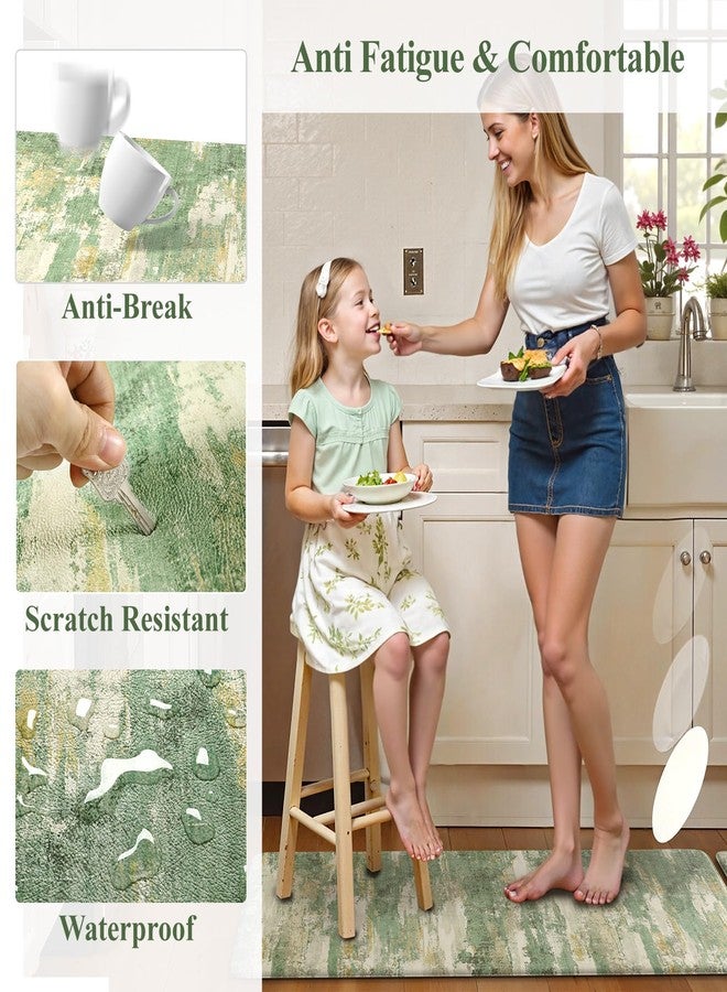 Collive Kitchen Mats Cushioned Anti Fatigue, Modern Abstract Non Slip Kitchen Floor Mat Waterproof Green Sink Rug 2 Piece, Comfort Desk Standing Rugs for Bedroom, Office, Laundry, 17"x29"+17"x47" - Image 5