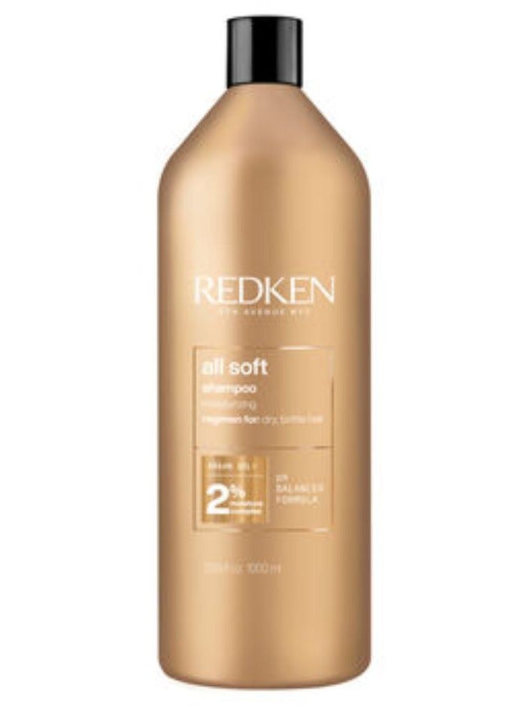 Redken All Soft Shampoo Dry, Brittle Hair 1000ml - Image 1