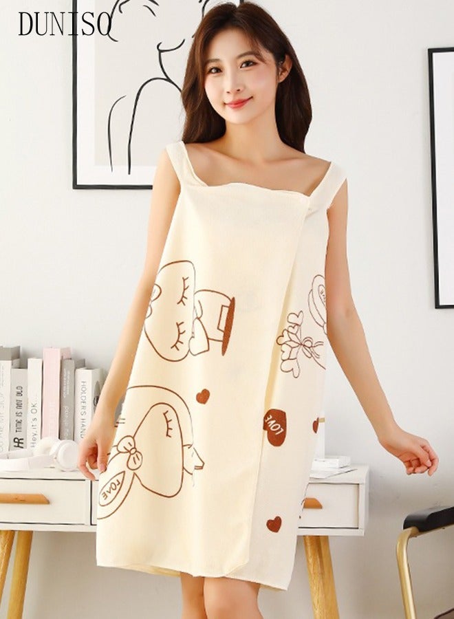 DUNISO Wearable Bath Towel,Women's Soft & Comfortable Body Wrap Button Design,Super Absorbent Water to Quick Drying Body Spring Summer Bath Towel for Women  - Image 4