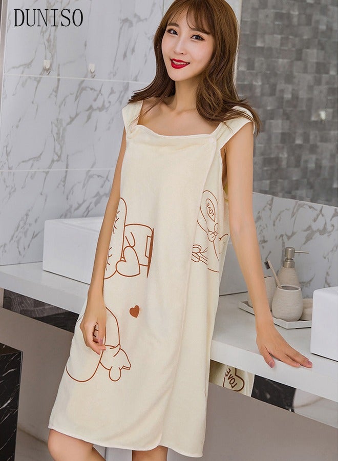 DUNISO Wearable Bath Towel,Women's Soft & Comfortable Body Wrap Button Design,Super Absorbent Water to Quick Drying Body Spring Summer Bath Towel for Women  - Image 2