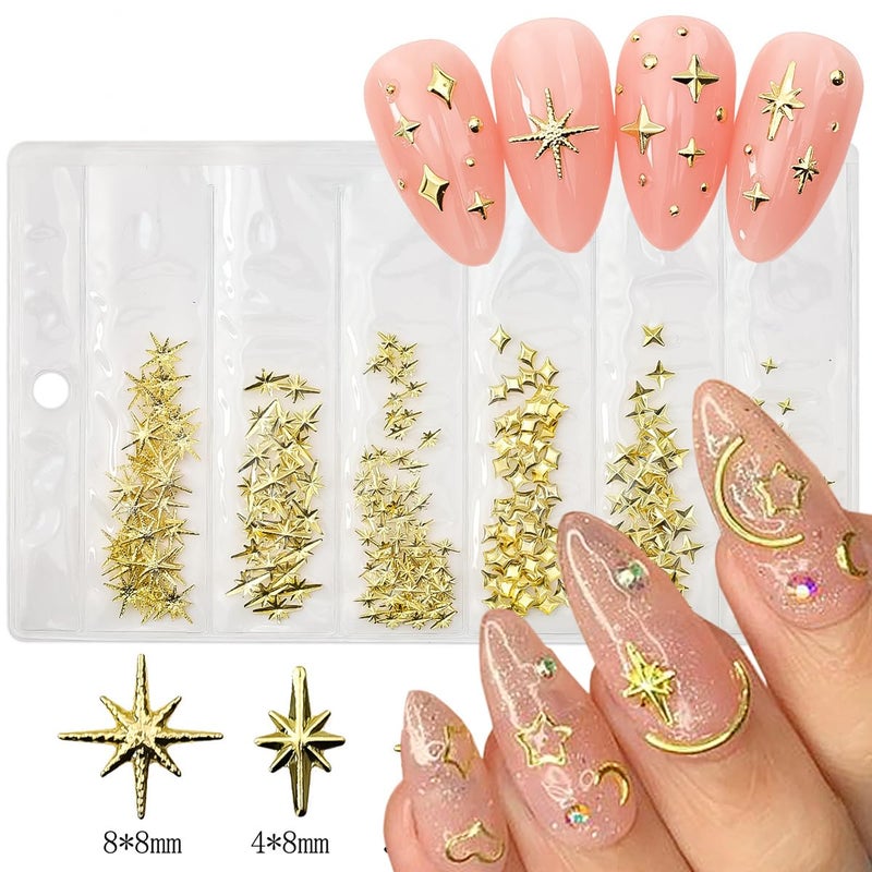 KRTBKR 400Pcs Star Nail Charms for Nails Art 3D Gold Silver Star Nail Charms Metallic Studs Rhinestones Stars Nail Jewelry Decorations Manicure Kit Supplies Accessories for Women Acrylic Manicure Salon - Image 4