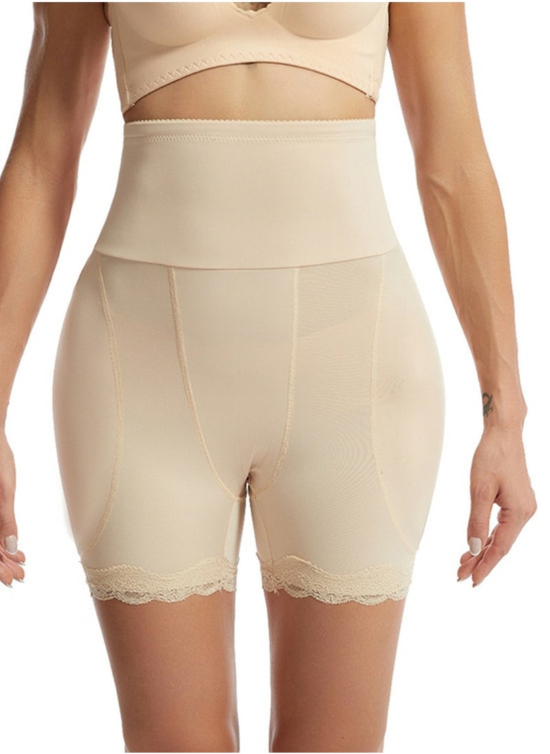 Loquat Womens Body Shaper Tummy Control Underwear Boxer Briefs Solid Color Slim High Waist Sponge Pad Hip Lift Shapewear Safety Underpants Beige  - Image 1