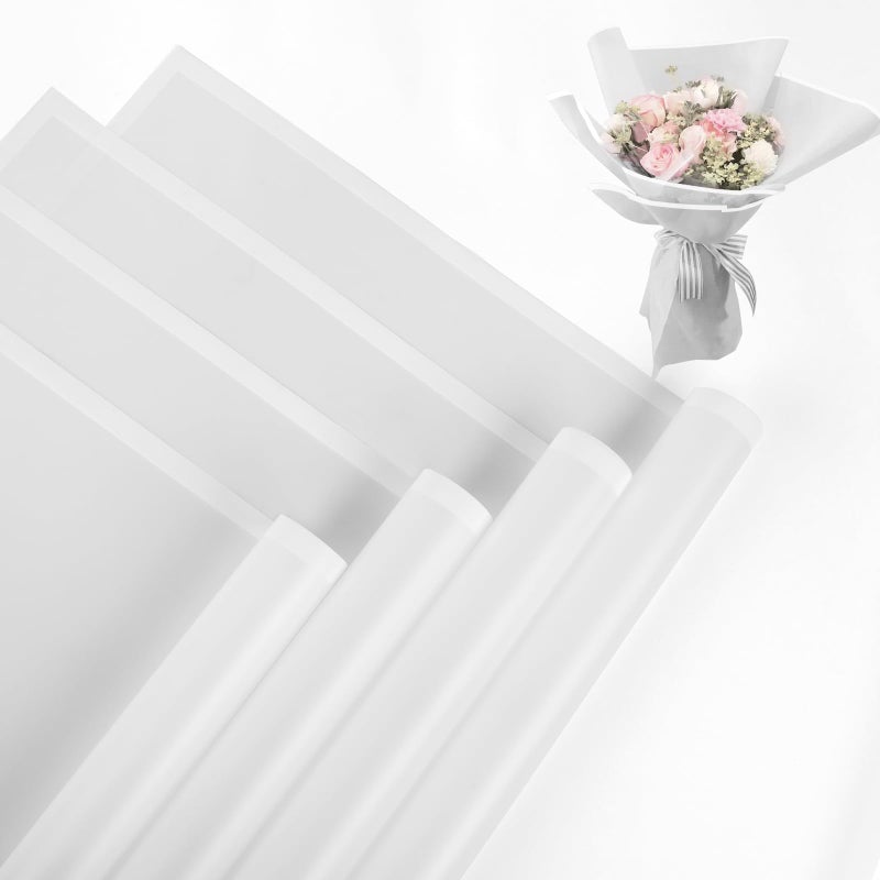 NESCCI 20 Sheet Flower Wrapping Paper  Waterproof Floral Bouquet Wrapping Paper Florist Supplies Packaging Paper for Wedding Birthday Gift DIY Translucent White