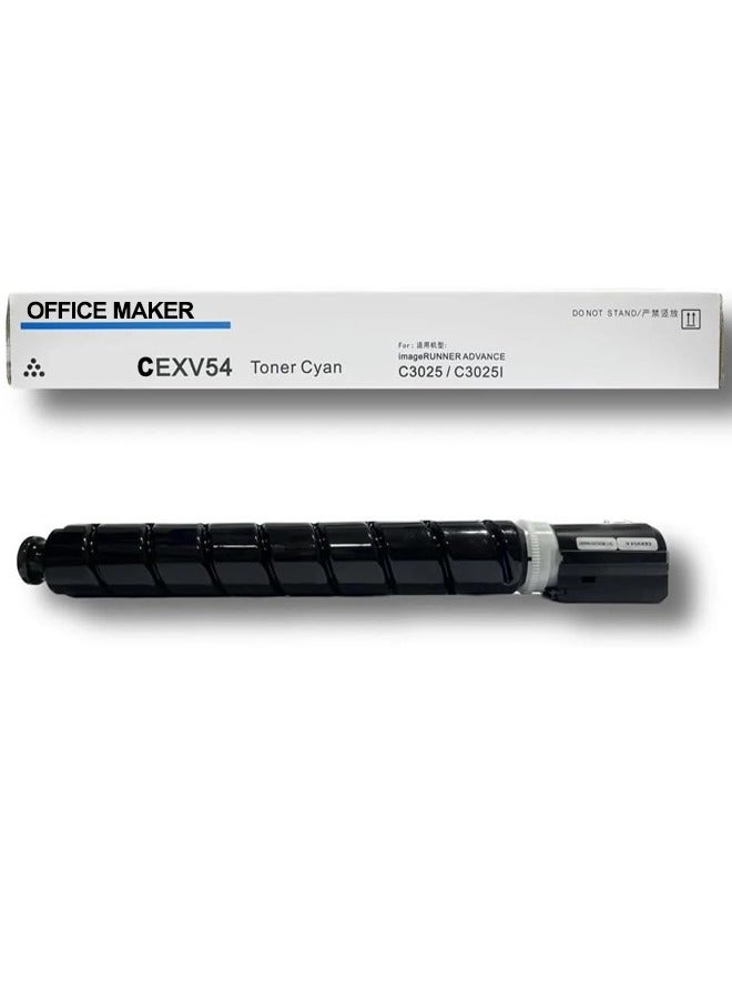 Office Maker Office Maker C EXV 54 Cyan with Chip Toner Cartridge Is Compatible with Canon Imagerunner - IR Adv C3025 C3125 C3226 (C-EXV-54 Cyan) - Image 1