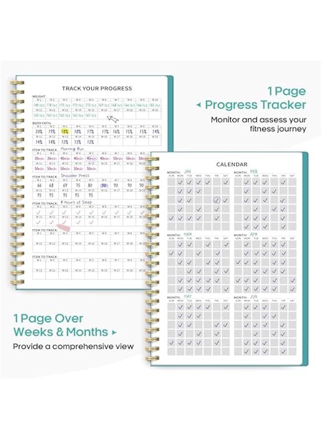 Arabest Fitness Workout Journal for Women & Men, A5(5.5 x 8.2) Workout Log Book Planner for Tracking, Progress, and Achieving Your Wellness Goals-Blue - Image 4