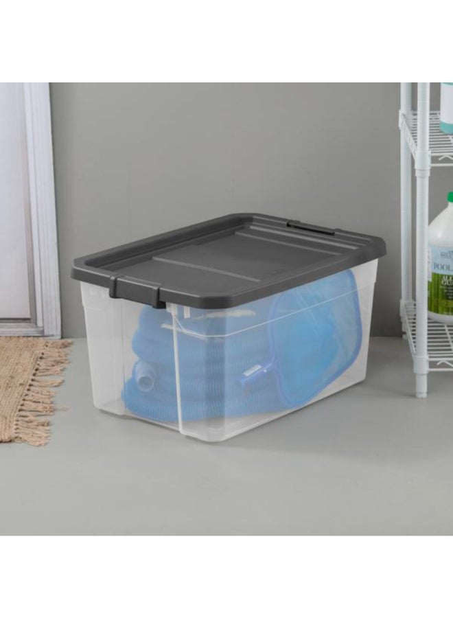 ستيريليت صندوق تخزين بإغلاق محكم خالٍ من البيسفينول ايه بتصميم متين شفاف ورمادي مسطح 71.9 لتر 14763V06 - Image 5