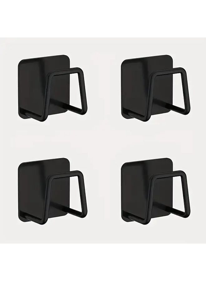 8 Black Stainless Steel Wall Mounted Storage Rack 8Pcs Multifunctional Space Saving Organizer For Kitchen Bedroom Bathroom - Image 3