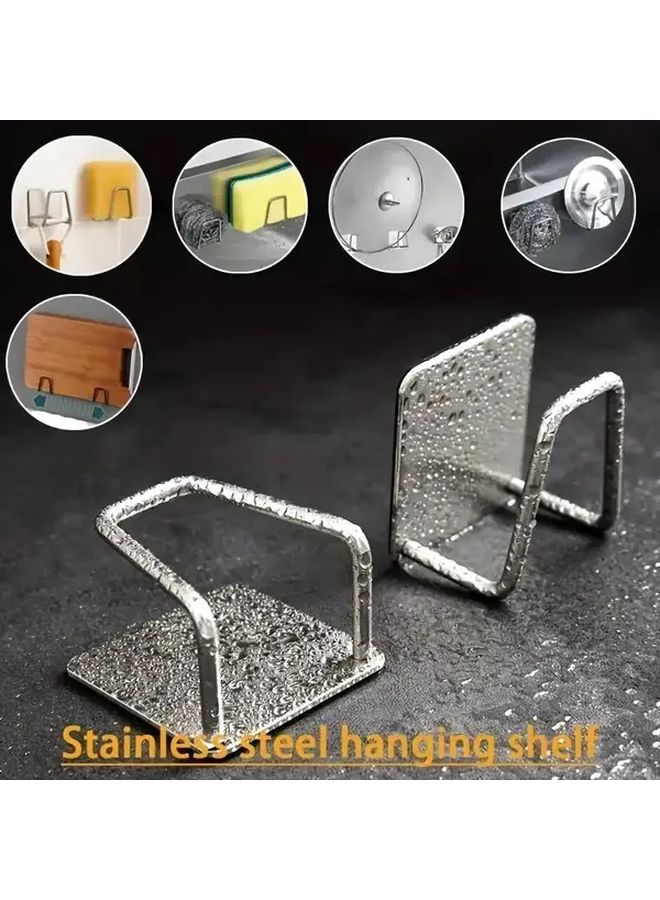 8 Black Stainless Steel Wall Mounted Storage Rack 8Pcs Multifunctional Space Saving Organizer For Kitchen Bedroom Bathroom - Image 2