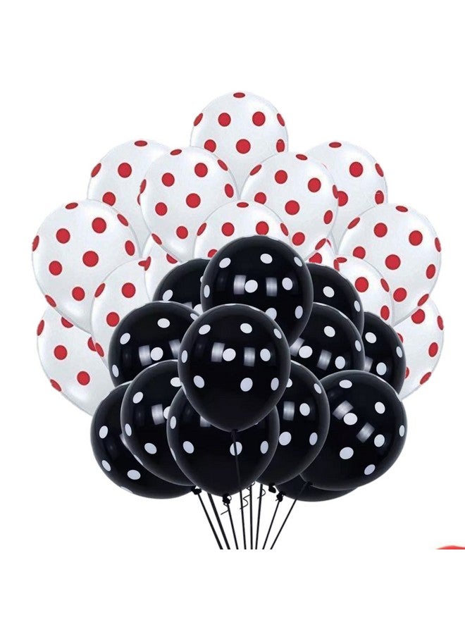 DUL DUL Black & White Polka dot balloons for birthday decoration 50 Pcs -Polka dot balloons pack of 25 pcs Black 25 pcs White color for Birthday/Decoration/Party,Engagement,Baby Shower Decoration/Theme Party Balloon (BLACK+WHITE POLKA, 50)