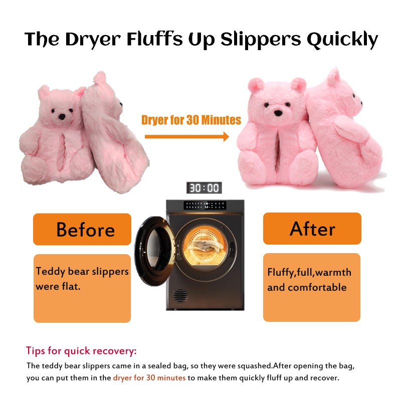 DOVORSY Cute Teddy Bear Slippers for Women, Pink Fuzzy Animal House Slippers, Fluffy Cozy Indoor Slipper for Ladies, Girls, Thoughtful Birthday Gift for Her Him (Size 7-11) - Image 4