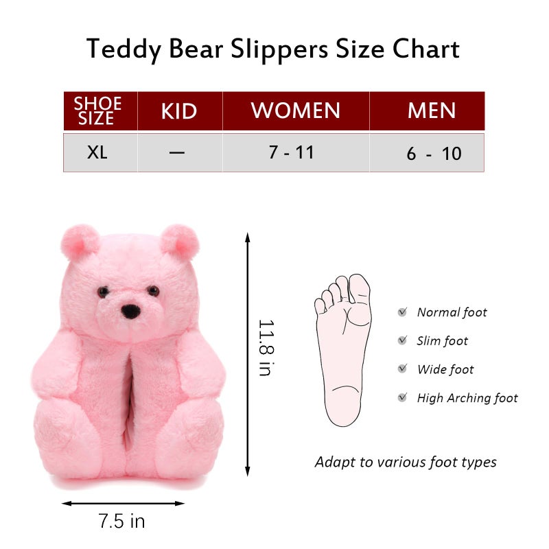 DOVORSY Cute Teddy Bear Slippers for Women, Pink Fuzzy Animal House Slippers, Fluffy Cozy Indoor Slipper for Ladies, Girls, Thoughtful Birthday Gift for Her Him (Size 7-11) - Image 5