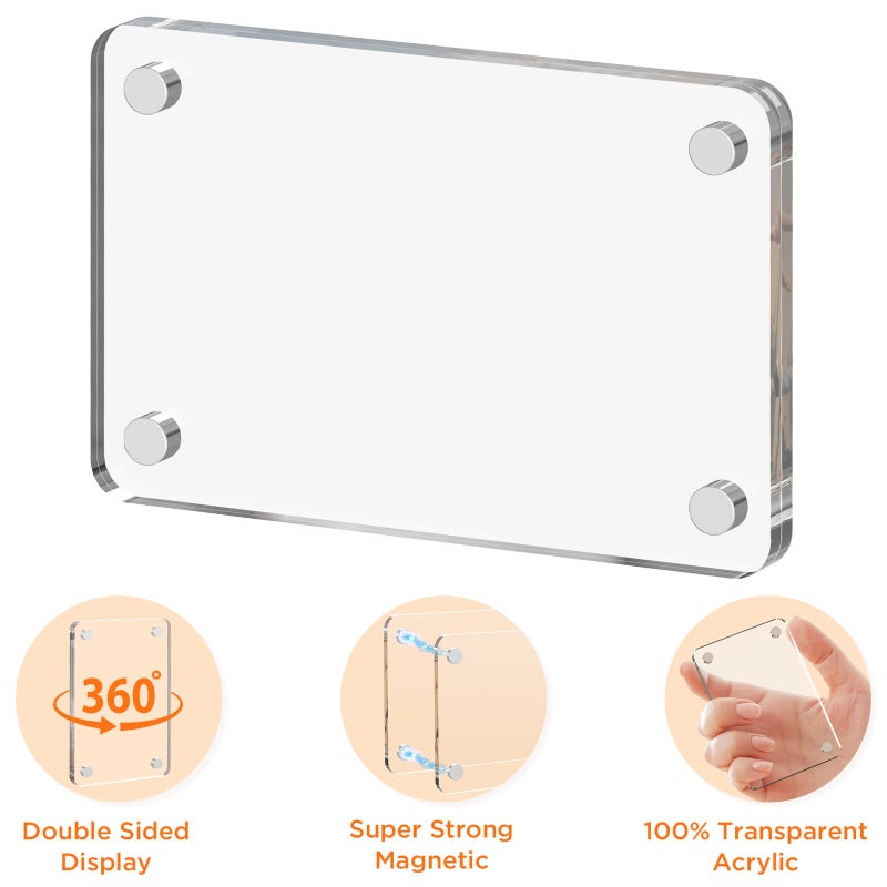 Dooiclear 8 Pack Acrylic Magnetic Picture Frame for Fridge, 2.36x3.54 Inch Polaroid Frame for Refrigerator, Clear Instax Photo Frames, Mini Picture Magnet Frames for Home, School, Office - Image 3