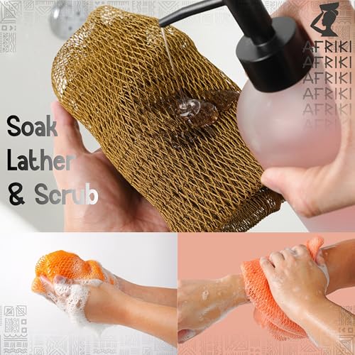 AFRIKI African Net Sponge, Premium Authentic Exfoliating Body Scrubber, Extra Long Stretch Bath Sponge for Shower, Deep Exfoliating Washcloth for Smooth Skin, 1 Pack (Slate) - Image 5