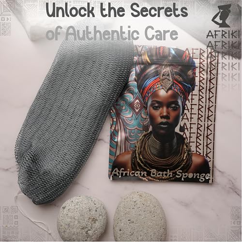 AFRIKI African Net Sponge, Premium Authentic Exfoliating Body Scrubber, Extra Long Stretch Bath Sponge for Shower, Deep Exfoliating Washcloth for Smooth Skin, 1 Pack (Slate) - Image 4