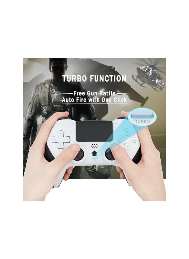 PROMASS Wireless Pro Controller, Game Controller Compatible with Playstation 4/Slim/Pro/PC,Built-in 800mAh Rechargeable Battery/Responsive Joystick and Buttons/Audio/Turbo (White & Black)  - Image 2