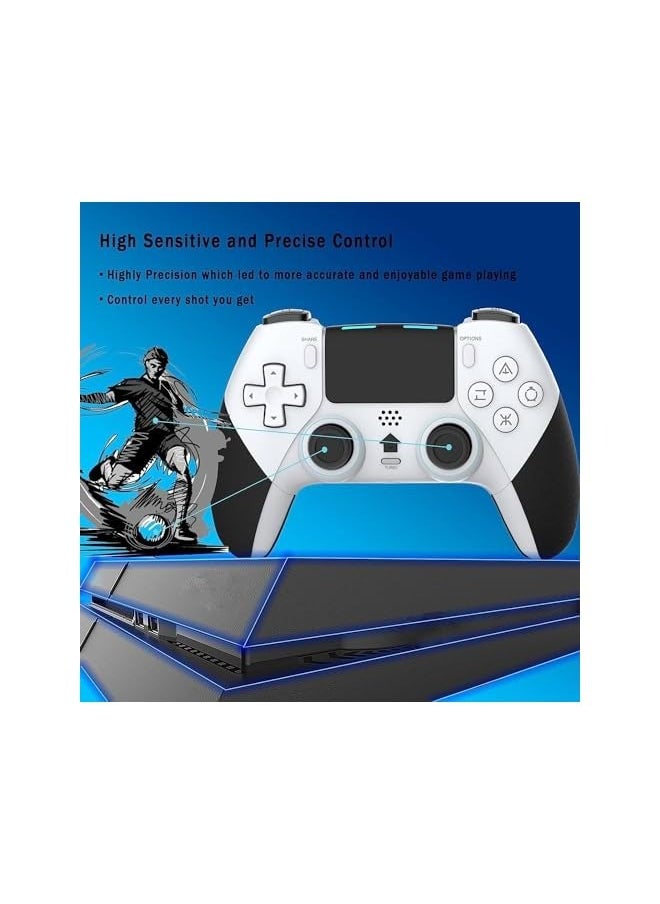PROMASS Wireless Pro Controller, Game Controller Compatible with Playstation 4/Slim/Pro/PC,Built-in 800mAh Rechargeable Battery/Responsive Joystick and Buttons/Audio/Turbo (White & Black)  - Image 3