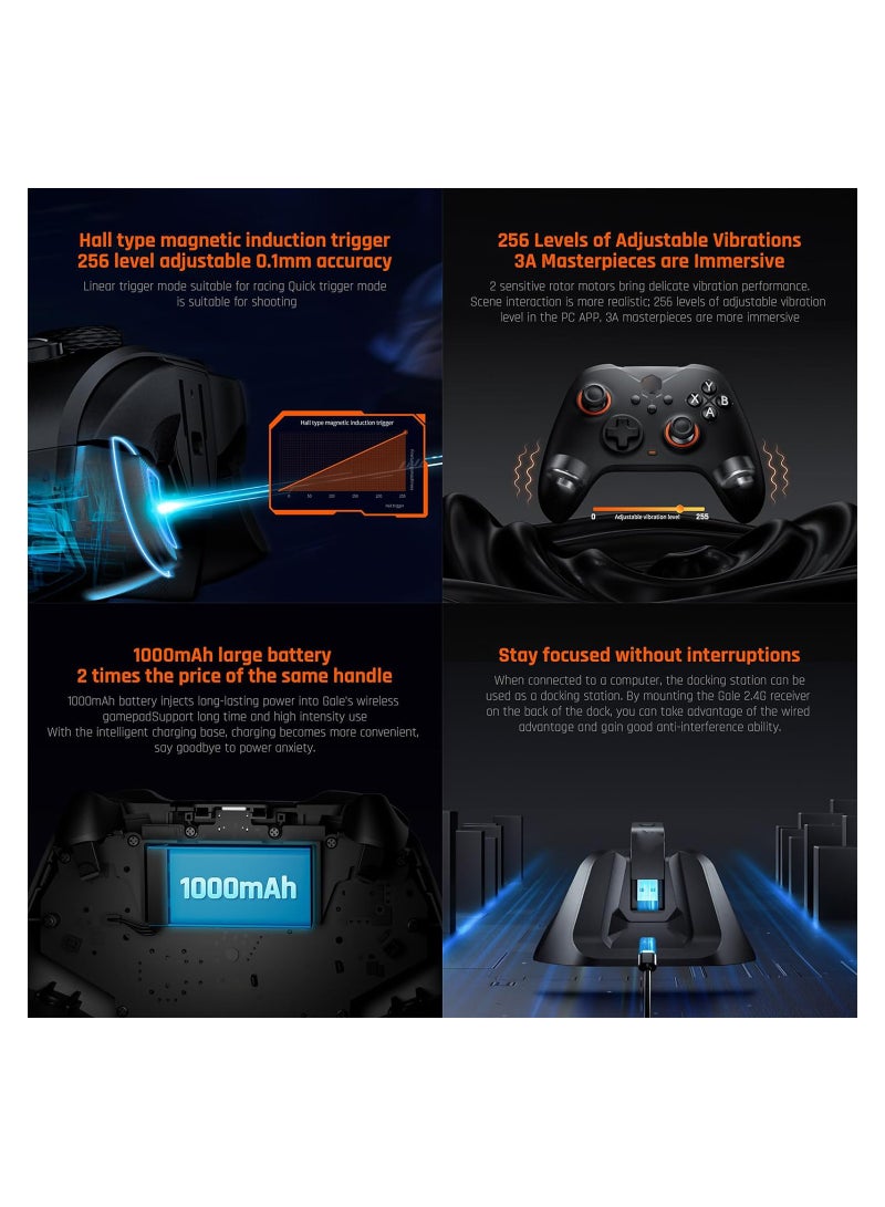 وحدة تحكم ألعاب لاسلكية للكمبيوتر الشخصي و Switch و iOS و Android - تتميز بالتصويب الحركي، وزر هول، و 4 أزرار مخصصة، وقاعدة شحن - وحدة تحكم دوال شوك لتجربة ألعاب مثالية. - Image 2
