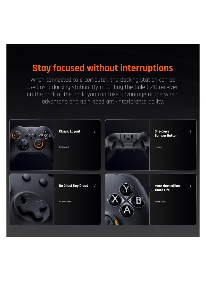 وحدة تحكم ألعاب لاسلكية للكمبيوتر الشخصي و Switch و iOS و Android - تتميز بالتصويب الحركي، وزر هول، و 4 أزرار مخصصة، وقاعدة شحن - وحدة تحكم دوال شوك لتجربة ألعاب مثالية. - Image 3