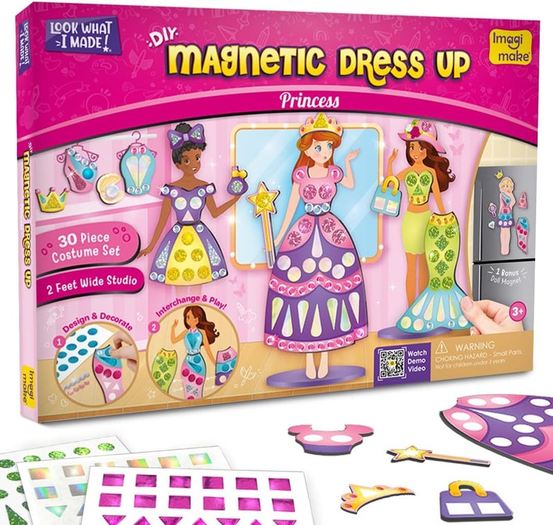 Imagimake DIY Magnetic Dress-Up Princess |Pretend Play Magnetic Toys for Kids | 30 Magnetic Dresses & Accessories | Interchange & Create Unlimited Outfits | Birthday Gift for 3,4,5,6,7,8 Year Old Girl - Image 1