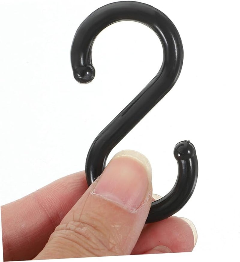 خطافات بلاستيكية سوداء ثقيلة 200 قطعة منظف تعليق متعدد الأغراض للمنزل والمتاجر الكبيرة والمساحات الخارجية توفير المساحة وسهلة التركيب - Image 3