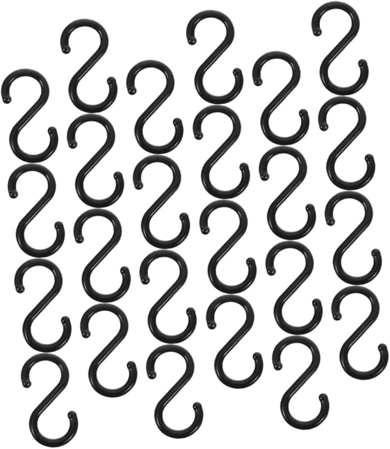 خطافات بلاستيكية سوداء ثقيلة 200 قطعة منظف تعليق متعدد الأغراض للمنزل والمتاجر الكبيرة والمساحات الخارجية توفير المساحة وسهلة التركيب - Image 1