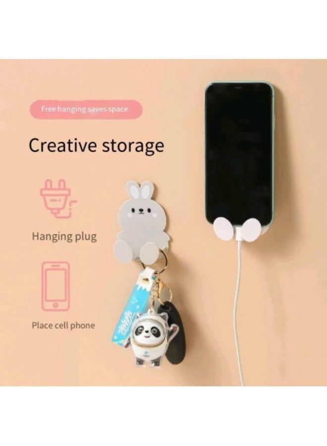 2Pcs Cartoon Sticky Plug Hook Socket Hook Power Cord Plug Storage Rack - Image 4