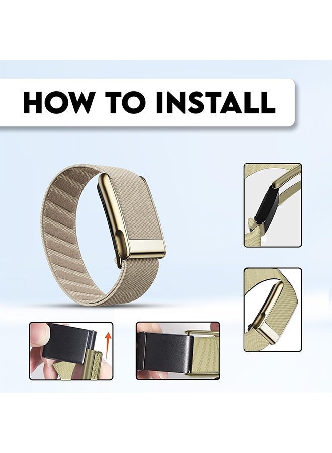 O Ozone Ultra-Soft Stretchy Nylon Sport Band For WHOOP 5.0, MG, Life | Adjustable, Breathable, & Sweat-Wicking Replacement Wristbands for Men & Women- Beige - Image 4