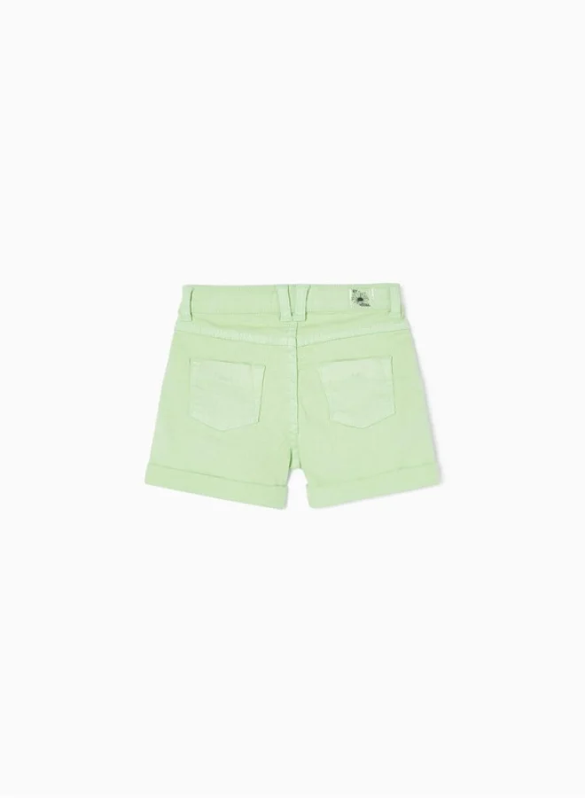 Zippy Cotton Twill Shorts for Girls, Green