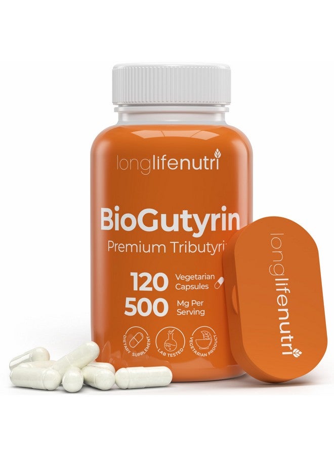 LongLifeNutri BioGutyrin - Tributyrin 500mg, Postbiotic Supplement for Gut Function & Nutrient Absorption, 120 Vegetarian Capsules, Butyric Acid for Butyrate Production, 4-Month Supply, GMP Certified, Made in USA - Image 1