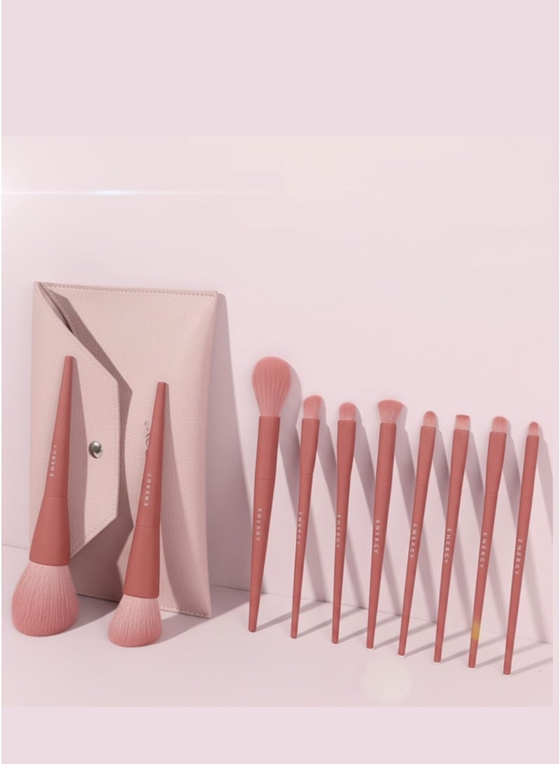 إينرجي مجموعة فرش مكياج ناعمة 10 قطع مع حافظة جلد PU وردية – مجموعة ENERGY - Image 4