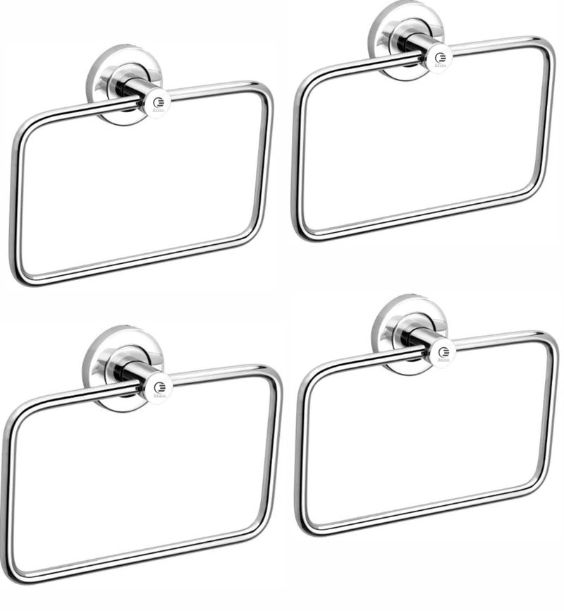 ERATO™ Square Shape Hand Towel Ring Holder for Bathroom/Kithcen/Wash Basin Towel Holder Ring Bathroom Accessroies (Stainless Steel, Pack 4) - Image 1