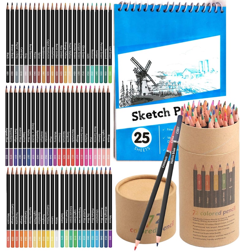 Corslet 76 Pc Colour Pencils for Adult with 25 Sheets A5 Sketch Book Coloring Soft Core Pencil Colours Artist Sketching Drawing Pencils (With Drawing Book 25 Sheets) - Image 1