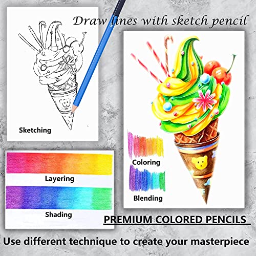 Corslet 76 Pc Colour Pencils for Adult with 25 Sheets A5 Sketch Book Coloring Soft Core Pencil Colours Artist Sketching Drawing Pencils (With Drawing Book 25 Sheets) - Image 4