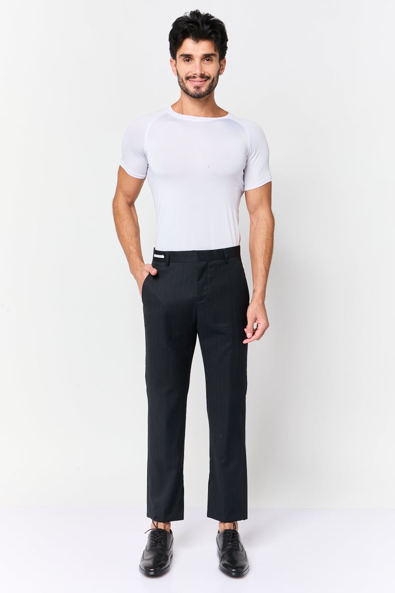 SELECTED Men Regular Fit Stripe Straight Pants, Black - Image 2