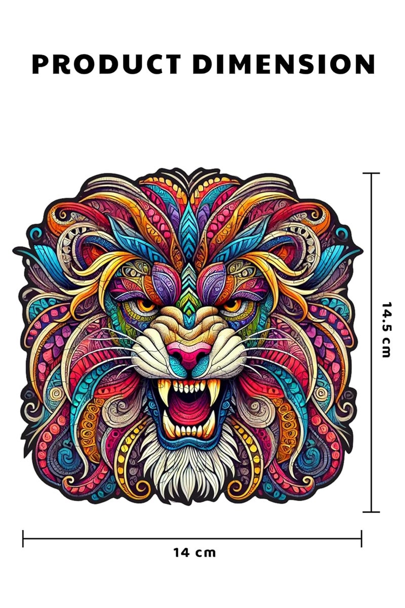 Webby Majestic Lion Jigsaw Puzzle | Travel Game | Zentangle Art Design Wooden Puzzle Toy for Kids and Adults (25 Pieces) - Image 4