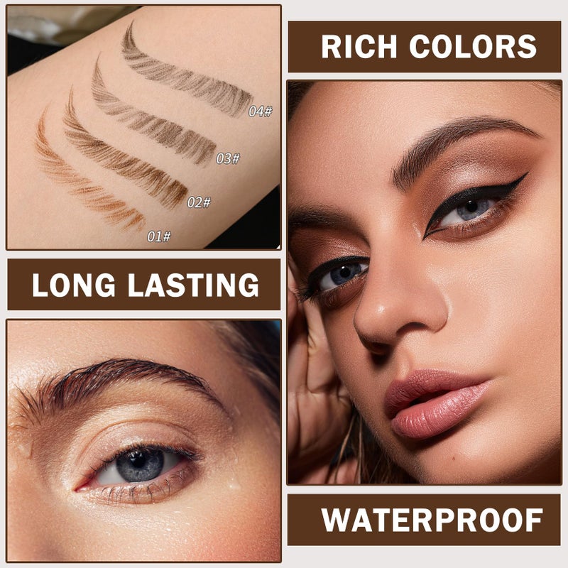QIUFSSE 3PCS Microblading Eyebrow Pen Waterproof Dark Brown Eyebrow Pencil for Women,Easy to Shape,Long-lasting Brow Pen,Easily Create Natural Eyebrow Makeup-Dark Brown - Image 4