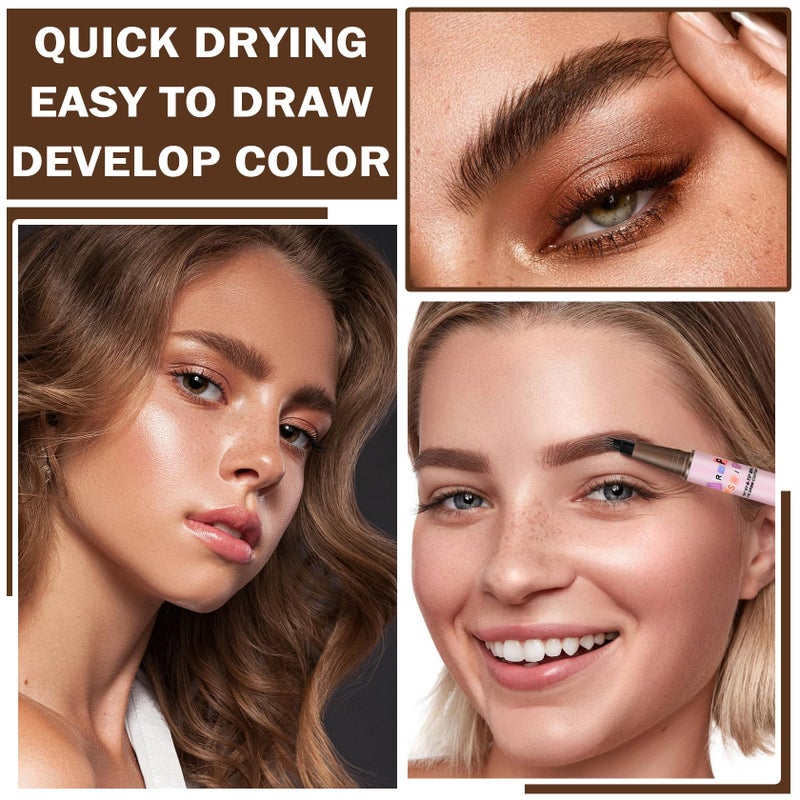 QIUFSSE 3PCS Microblading Eyebrow Pen Waterproof Dark Brown Eyebrow Pencil for Women,Easy to Shape,Long-lasting Brow Pen,Easily Create Natural Eyebrow Makeup-Dark Brown - Image 5