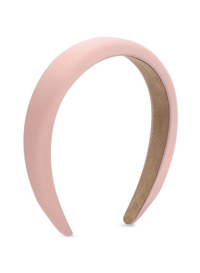 WantGor Padded Headband for Women, Wide Sponge HeadBands Plain Solid Hair Band Hoops Vintage Yoga Head Bands Fashion Elastic Hairband Accessories (Pink) - Image 1