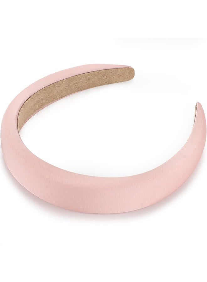 WantGor Padded Headband for Women, Wide Sponge HeadBands Plain Solid Hair Band Hoops Vintage Yoga Head Bands Fashion Elastic Hairband Accessories (Pink) - Image 2