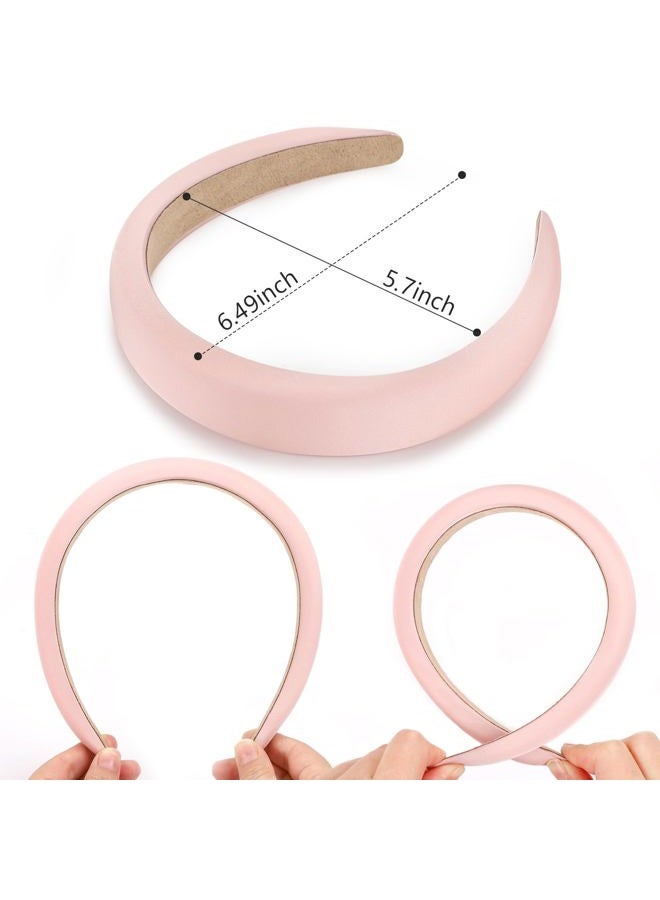 WantGor Padded Headband for Women, Wide Sponge HeadBands Plain Solid Hair Band Hoops Vintage Yoga Head Bands Fashion Elastic Hairband Accessories (Pink) - Image 4