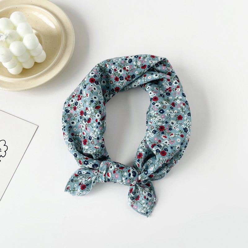 Ladies Spring Cotton Scarf Cashew Print QM5807-cineraria blue